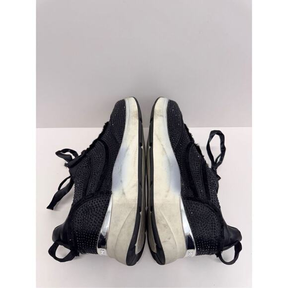 Kenneth Cole Sneakers Womens Size 7.5 Black Rhinestone Ribbon Ties - Picture 7 of 9